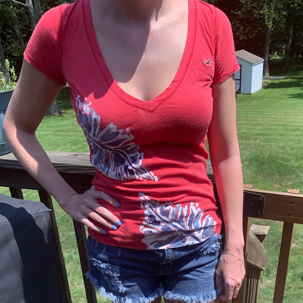 Tropical short sleeve Red/Blue Palm T-shirt
